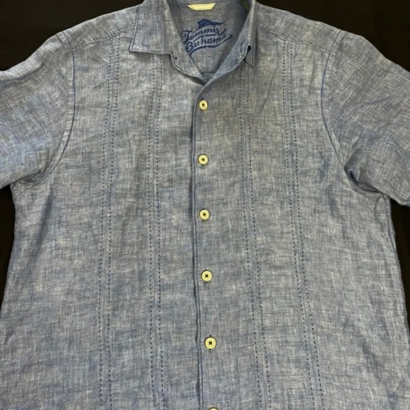 Tommy Bahama Mens Blue Short Sleeve Button Up Linen Shirt Size M - Picture 6 of 9